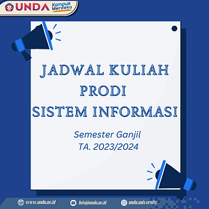 Jadwal Kuliah Prodi Sistem Informasi pada Semester Ganjil TA. 2023/2024