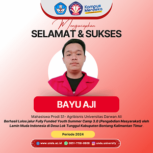 “Bayu Aji” Mahasiswa UNDA Lolos Jalur Fully Funded Youth Summer Camp 3.0 (Pengabdian Masyarakat) oleh Lamin Muda Indonesia 2024